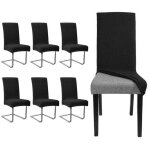 Basetbl - housses de chaise extensibles universelle - moderne - noir - lot de 6 Basetbl - housses de chaise extensibles universelle - moderne - noir - lot de 6
