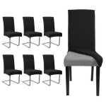 Basetbl - housses de chaise extensibles universelle - moderne - noir - lot de 6 Basetbl - housses de chaise extensibles universelle - moderne - noir - lot de 6