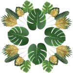 Basetbl - plantes artificielles 66 morceaux 6 feuilles palmier artificiel, fausses feuilles, tiges et ...
