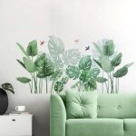 Basetbl - stickers muraux plante tropical, dcoration sticker muraux jungle, autocollant feuilles verts ...