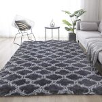 Basetbl - tapis salon shaggy 160x230cm gris avec motif - descente de lit tapis poils longs tapis doux ...