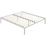 Basi sommier � lattes avec pieds en acier robuste 160x200 cm blanc