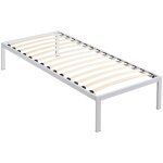 Basi sommier � lattes avec pieds en acier robuste 90x200 cm blanc