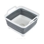 Bassine rtractable en plastique avec bouchon de vidange - blanc / gris - 9 l - livraison gratuite