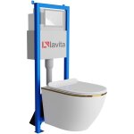 Bti - support lavita lav 101  40 cm + wc sofi slim gold line sans bord + plaque de commande lav 200. ...