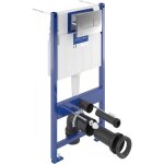 B�ti - support sol - mur avec plaque de d�clenchement 3 / 6 l chrom�e mat - villeroy&boch