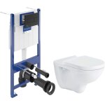 Villeroy&boch - bti - support sol - mur + plaque de dclenchement noire mat + cuvette suspendue o. novo ...