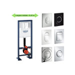 Bati support wc largeur reduite plaque commande skate air grohe horizontal chrome