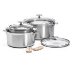 Batterie 3 casseroles 16 / 20 / 24cm + anses + couvercle - de buyer - 3661. 03
