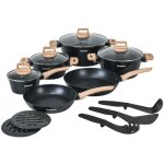 Batterie de cuisine antiadhesive 15 pieces en granit manches en bois