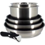 Batterie de cuisine - induction - menastyl - 7930018 - inox - 6 pieces - poignée amovible - gris Batterie de cuisine - induction - menastyl - 7930018 - inox - 6 pieces - poignée amovible - gris