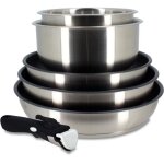 Batterie de cuisine - induction - menastyl - 7930018 - inox - 6 pieces - poign�e amovible - gris