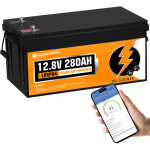 Eco - worthy - batterie lithium 12v 280ah bluetooth lifepo4 rechargeable avec cycle profond 6000 + fois ...