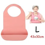 Bavoir adulte, protecteurs de v�tements, bavoirs repas en silicone, bavoir r�glable rose, avec r�cup�rateur ...