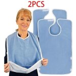Bavoir adulte, bavoir repas en tissu �ponge, protecteurs v�tements, avec ramassage miettes amovible, ...
