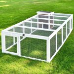 Cage lapin mobile enclos � lapins pour petit animaux 218x46x100cm petite maison inclus