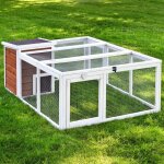 Cage mobile enclos � lapins pour petit animaux 128x46x100cm petite maison inclus
