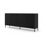 Bb - loisir - commode de rangement meuble universel noir mat 200x87x42cm surfa sur piedss avec 4 portes ...