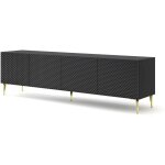 Bb - loisir - meuble tv meuble hi - fi sur pied noir mat 200x42x56cm ravi c diamant pied or Bb - loisir - meuble tv meuble hi - fi sur pied noir mat 200x42x56cm ravi c diamant pied or