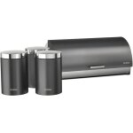 Briebe - bb1161 ensemble bo�te � pain + 3 bo�tes de cuisine, rangement, acier inoxydable gris / inox
