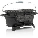 Bbq - toro ? barbecue portable en fonte 50 x 25 x 23 cm ? grille de cuisson 43 x 22, 5 cm ? clapet d'ajout ...