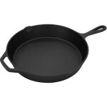 Bbqboss po�le � frire et � steak, en fonte, �31 cm, avec double poign�e et 2 becs verseurs, ronde, rev�tement ...