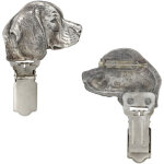 Beagle - broche avec clip, porte - num�ro de d�part, badge argent� pour exposition canine par art - dog ...