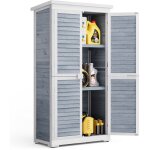 Bealife - armoire de jardin ext�rieur en bois rangement de jardin sur pied 3 �tag�res 2 portes toit pente ...