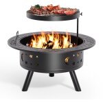 Bealife brasero extrieur grille de barbecue rglable rond acier pole  bois jardin terrasses tisonnier ...