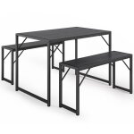 Bealife - ensemble table  manger et 2 bancs table de 110 x 70 x 75 cm 2 bancs de 97 x 30 x 50 cm cadre ...