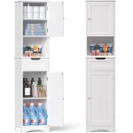 Bealife - meuble colonne salle de bain rangement sur pied armoire haute 2 portes et 1 tiroir 1 placard ...
