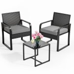 Bealife - salon de jardin 2 places set de jardin acier avec coussin table verre tremp� ensemble de meuble ...