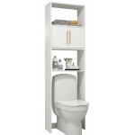 Beaux meubles pas chers - armoire wc 2 portes blanches 182 cm 4 niches