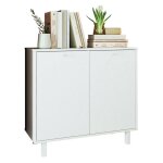 Buffet armoire 2 portes 4 niches blanc l 90 h 82. 5 p 35. 5 cm