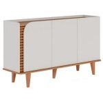 Beaux meubles pas chers - buffet bas 3 portes 5 niches blanc et chne 5 pieds bois l 136 h 79. 2 p 39. ...