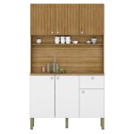 Buffet de cuisine 6 portes 1 tiroir chêne et blanc 7 niches l 111 h 185 p 39. 3 cm Buffet de cuisine 6 portes 1 tiroir chêne et blanc 7 niches l 111 h 185 p 39. 3 cm