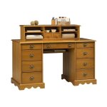 Beaux meubles pas chers - bureau ministre pin miel style anglais 11 tiroirs 5 niches l 137. 5 h 99. 7 ...
