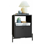 Beaux meubles pas chers - chevet noir 1 tiroir 1 niche pieds mtal l 45 h 56 p 35 cm