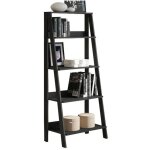 Beaux meubles pas chers - etagre escalier 4 niches noire largeur 61 hauteur 140. 3 profondeur 40 cm