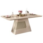 Beaux meubles pas chers - table  manger 6 personnes rectangle blanc ecru 180 x 80 x 90 cm
