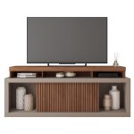 Meuble tv 70 pouces weng et gris 2 portes coulissantes l. 180 h 74 p 39. 5 cm