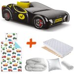 Bebegavroche - pack lit voiture de course batcar noire 140 x 70 cm