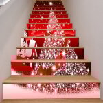 Bebusingoto 13 pcs autocollants d'escalier de no�l, peintures murales de no�l auto - adh�sives en pvc ...