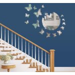 Bebusingoto 17 pi�ces 3d acrylique miroir d�coration murale autocollants amovible papillon miroir stickers ...