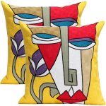 Bebusingoto lot de 2 taies d'oreiller carr�es d�coratives, art abstrait brod�, housse de coussin pour ...