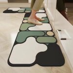 Bebusingoto lot de 2 tapis de cuisine vert - noir tapis cuisine devant evier long antidrapant et lavable ...