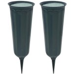 Bebusingoto lot de 2 vases de cimetière avec pointes, vases en plastique pour fleurs, décorations funéraires ... Bebusingoto lot de 2 vases de cimetière avec pointes, vases en plastique pour fleurs, décorations funéraires ...