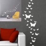 Bebusingoto 25 pi�ces stickers muraux effet miroir papillon argent decoration miroir pour salon meuble ...