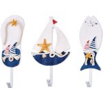 Bebusingoto 3 pices 223238mm bois style mditerranen crochets muraux prussien bleu poisson voilier ...