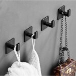 Bebusingoto 4 pcs noire crochet porte - serviettes  fixation murale unique robe de vtements holder, ...